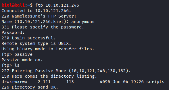 Anonymous ftp connect