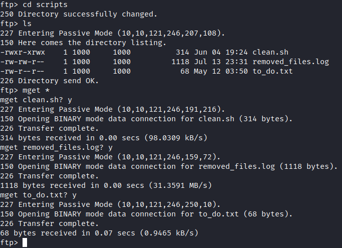 Anonymous ftp scripts directory