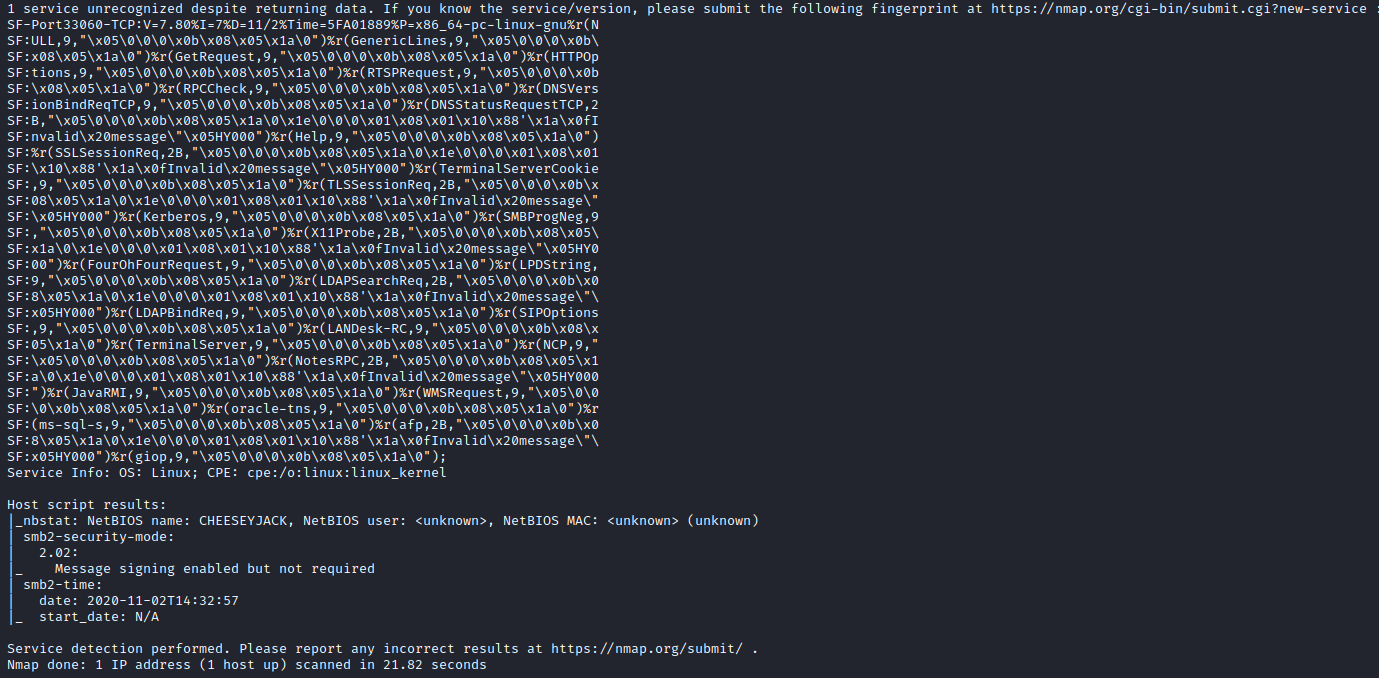 CheeseyJack nmap 2