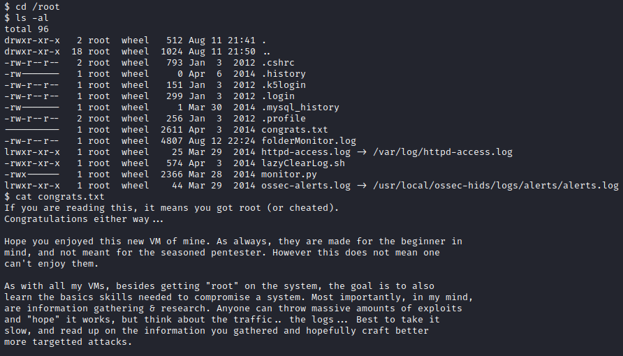 Kioptrix 2014 root access