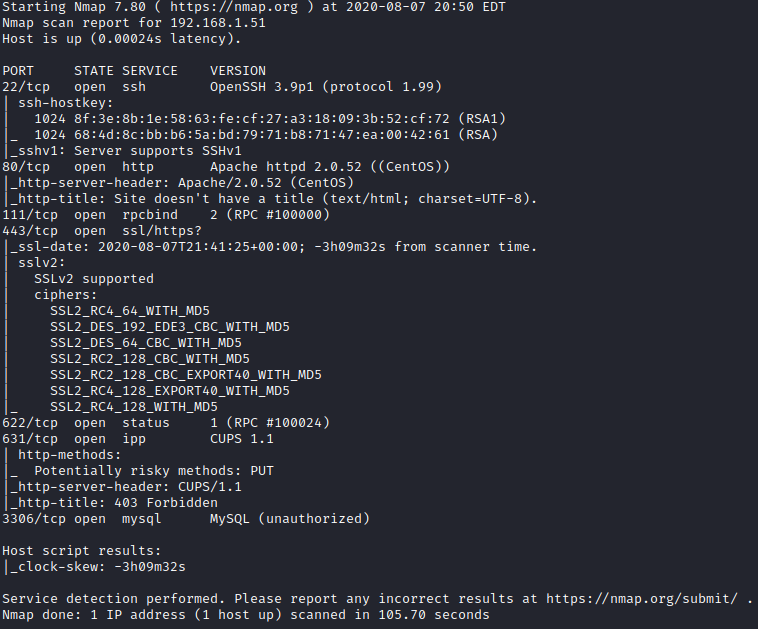 Kioptrix Level 1.1 nmap