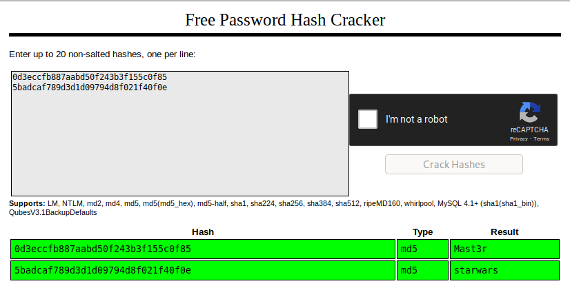 Kioptrix Level 1.1 crack md5 hash Crackstation