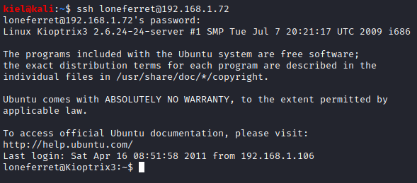 Kioptrix Level 1.2 ssh