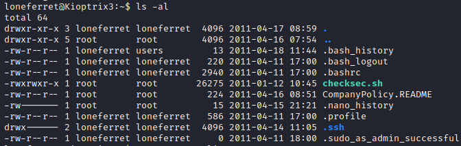 Kioptrix Level 1.2 ls home directory