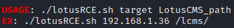 Kioptrix Level 1.2 LotusRCE.sh usage