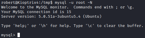 Kioptrix Level 1.3 mysql root login