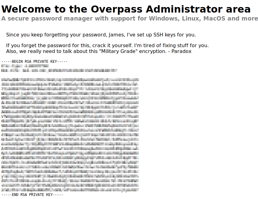Overpass admin login RSA