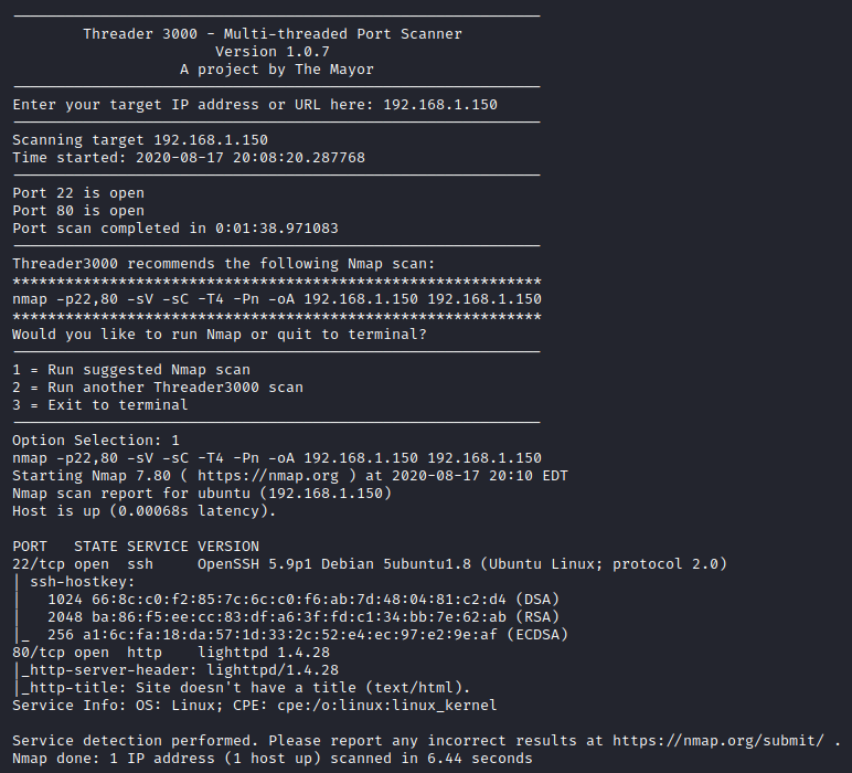 SickOS 1.2 threader3000 nmap