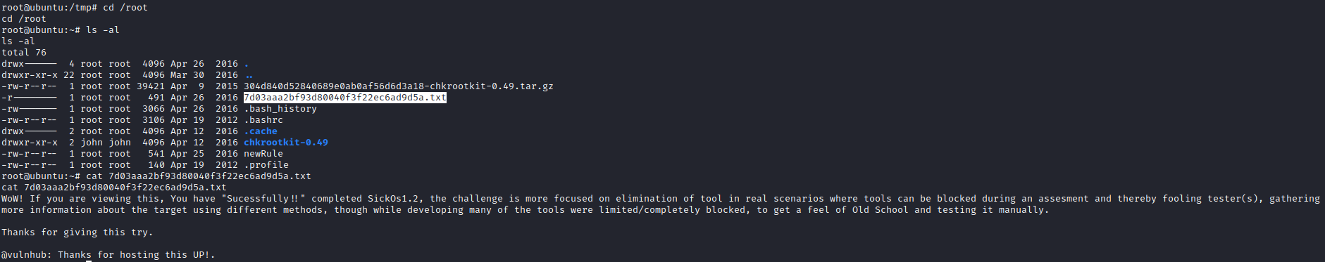 Sick OS 1.2 root flag