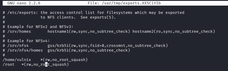 Vulnix /etc/exports modification