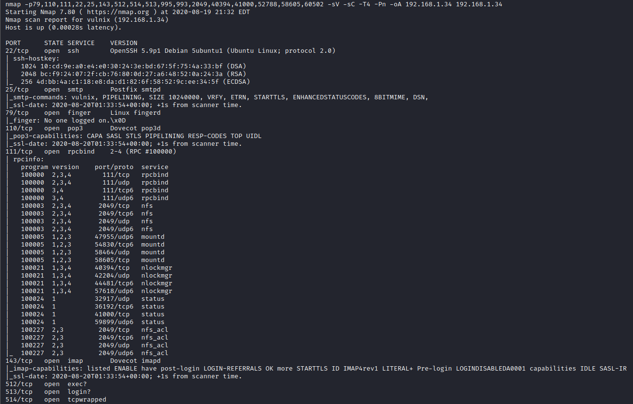 Vulnix nmap 1