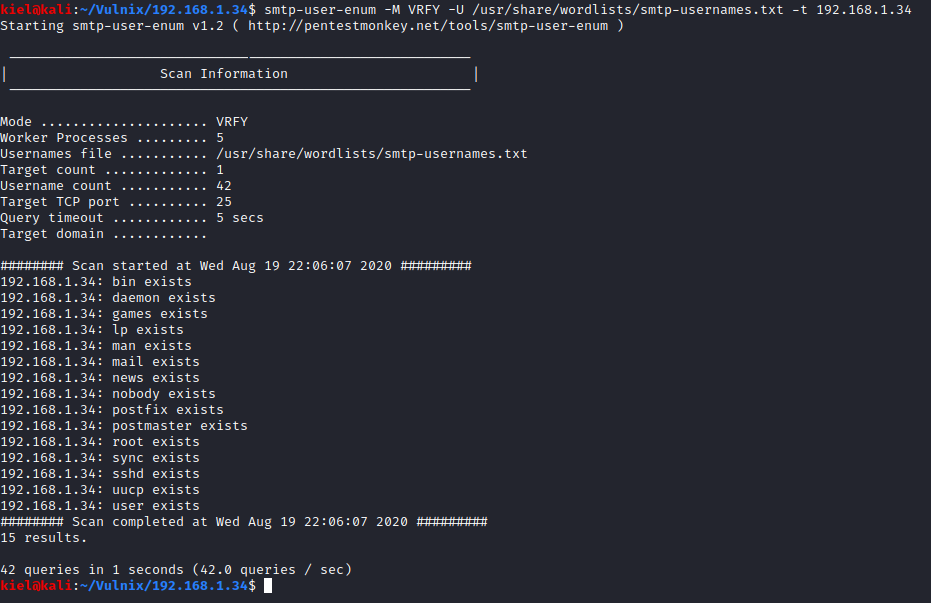 Vulnix smpt-user-enum