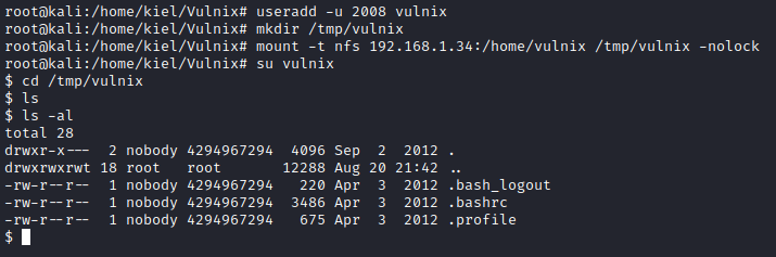 Vulnix nfs mount