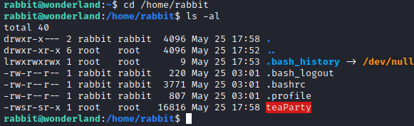 Wonderland rabbit home directory