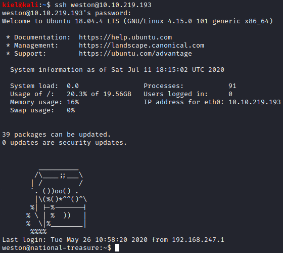 Break Out The Cage ssh user access