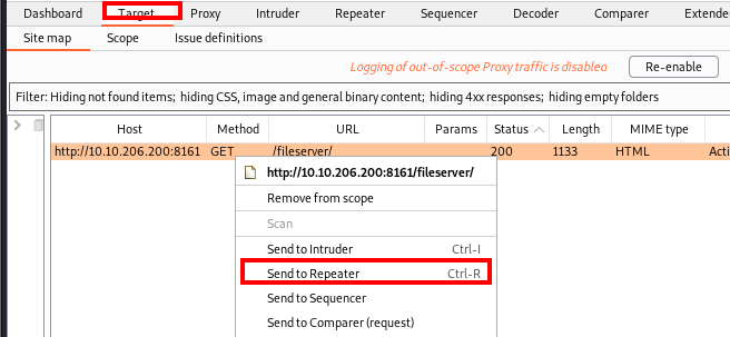 Broker Burp Suite Target