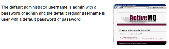 Broker ActiveMQ default credentials