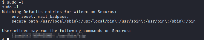 Erit Securus sudo -l