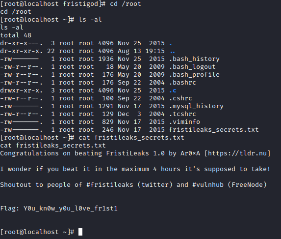 Fristileaks root flag