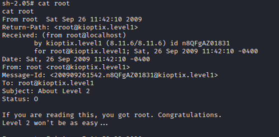 Kioptrix Level 1 root flag