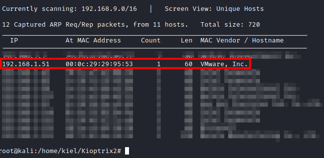 Kioptrix Level 1.1 netdiscover