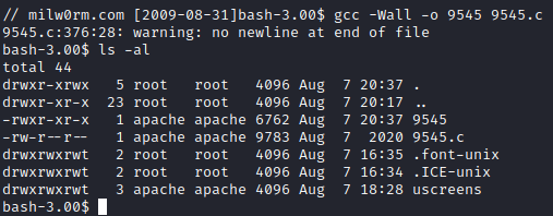 Kioptrix Level 1.1 compile exploit