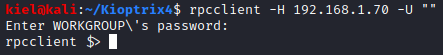 Kioptrix Level 1.3 rpcclient anonymous