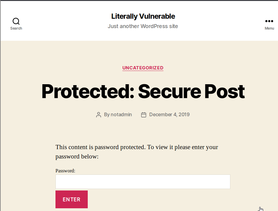 Literally Vulnerable Wordpress