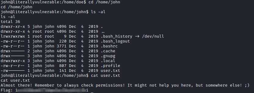 Literally Vulnerable user.txt