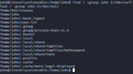 Literally Vulnerable john owned files
