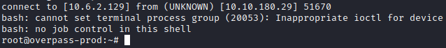 Overpass nc root reverse shell