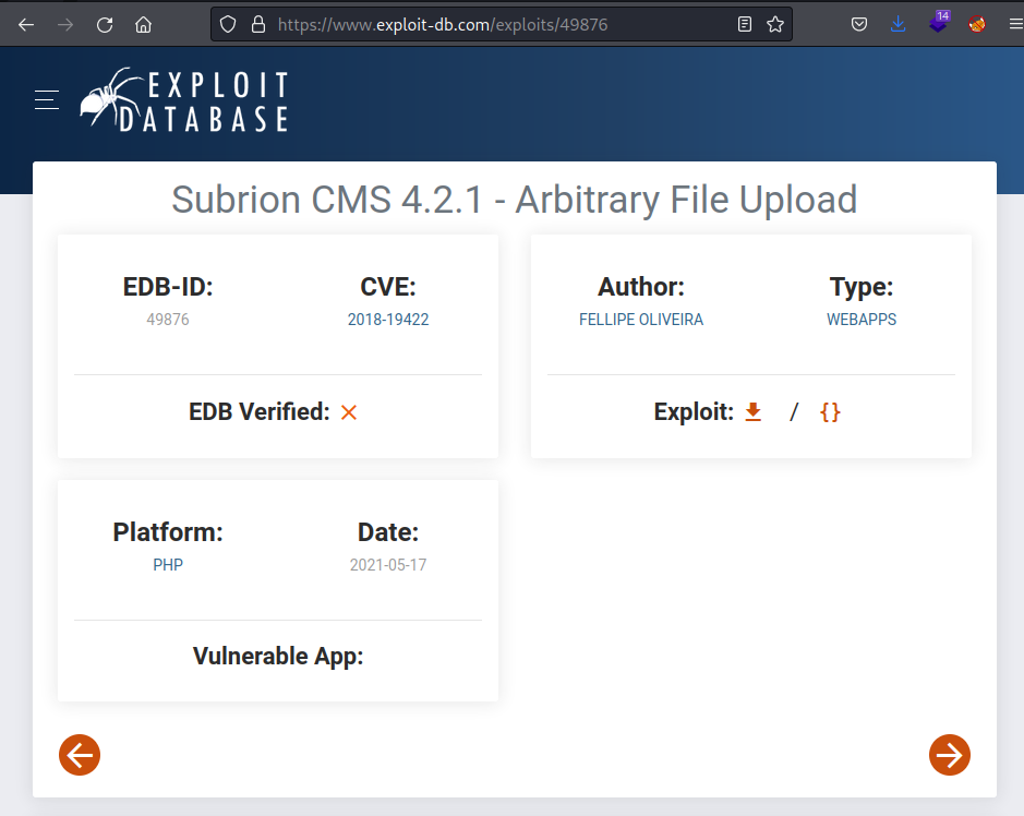 TechSupp0rt1 subrion exploit