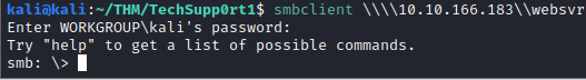 TechSupp0rt1 smbclient websvr