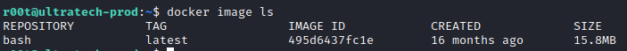 UltraTech docker image ls