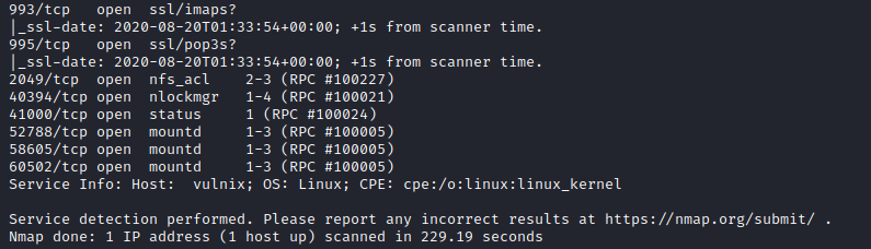 Vulnix nmap 2