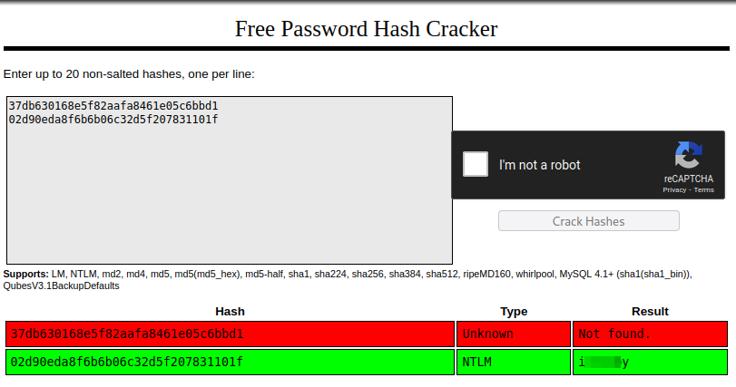 Wreath crack Thomas password 150 machine