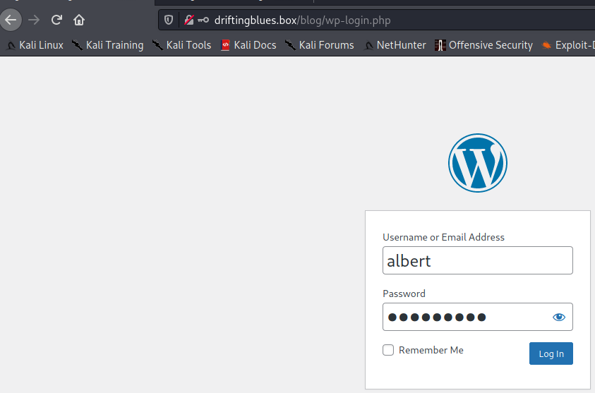 Drifting Blues 2 WordPress Login