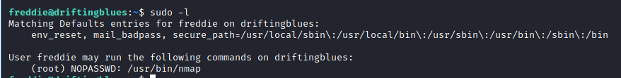 Drifting Blues 2 sudo -l