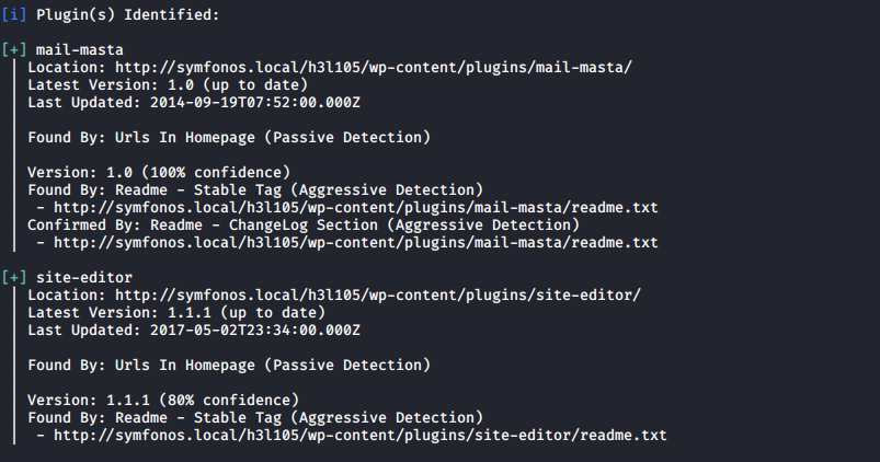 symfonos1 wp-scan enumerate plugins